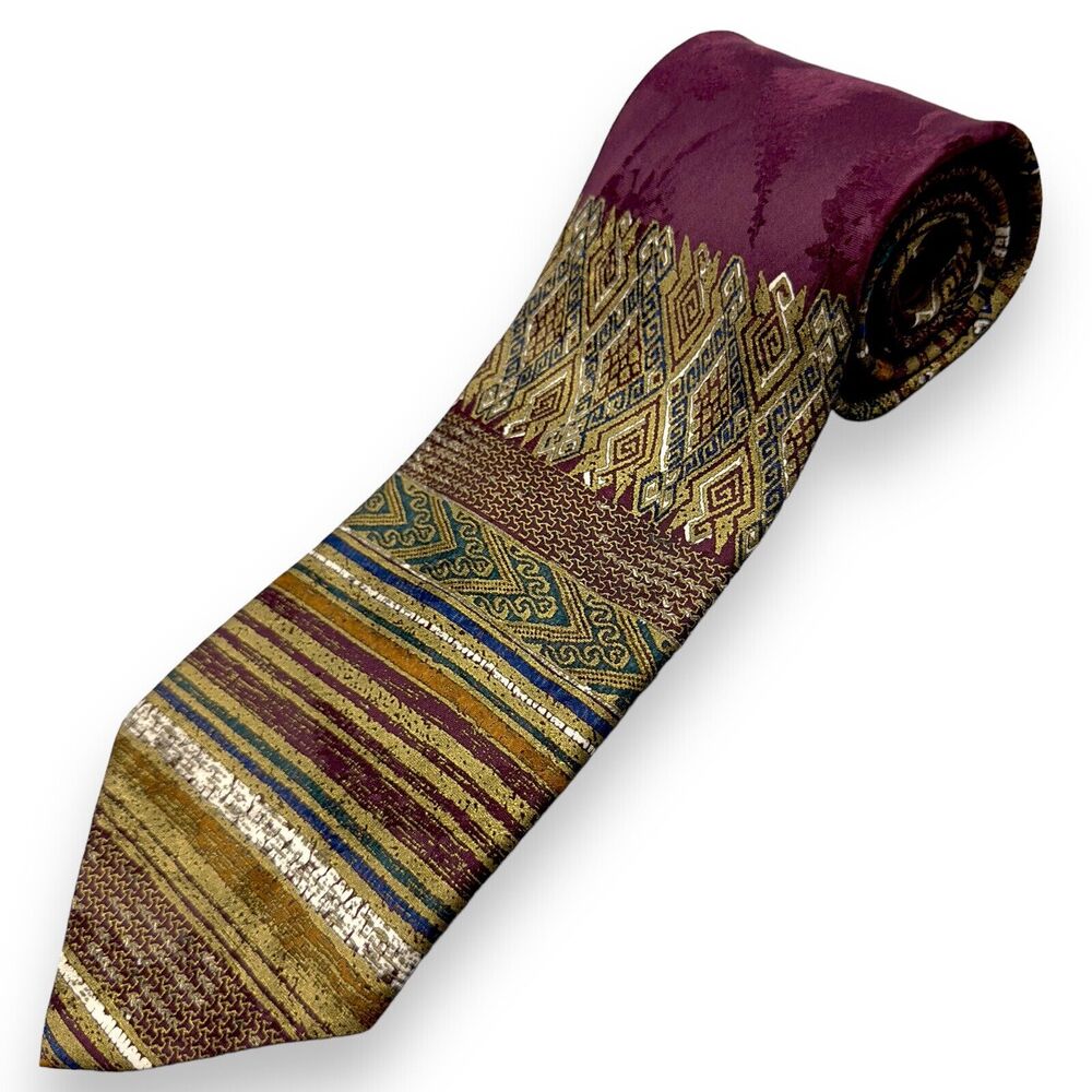 Dona Dona 100% Silk Dress Tie Made in Italy Vintage Abstract Print 59" 4"‎
